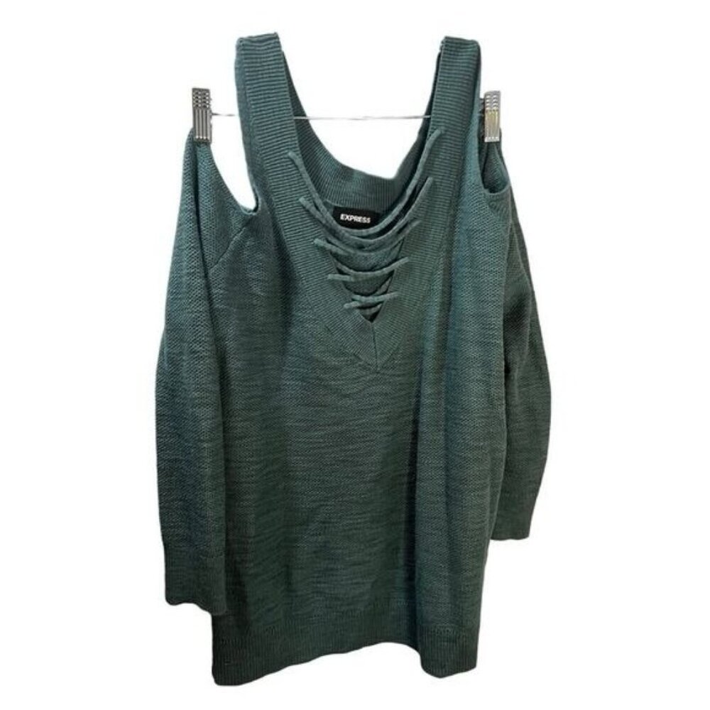 Express Knit Cold‎ Shoulder Criss Cross Blouse Small
